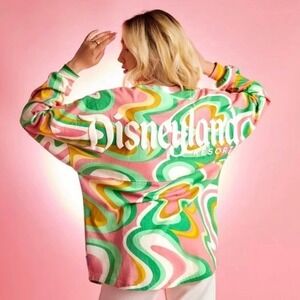 Disneyland Spirit Jersey XS Pink Green Psychedelic Swirl Pullover Sweatshirt